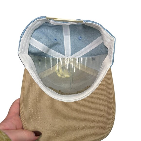 Expensive & Difficult Embroidered Hat Denim Blue Tan Corduroy Bill Adjustable - Picture 3 of 5